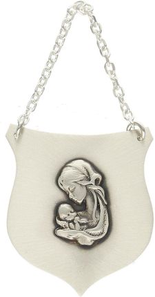 Diament Srebrny Ryngraf Matka z dzieciątkiem Pamiątka na chrzest DIARYN4490M925