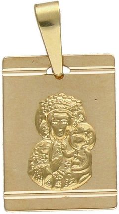 Diament Wykonana ze złota, prostokątna zawieszka medalik z Matką Boską Częstochowską ZA6061A