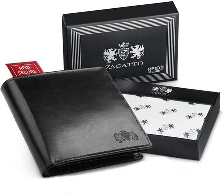 Zagatto Portfel Męski Skórzany czarny RFID Secure model: Barilla Premium ZG 062 BAR
