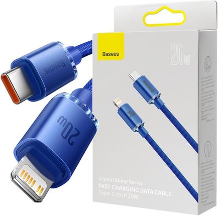 BASEUS Crystal Kabel USB-C Lightning PD 20W 1,2m - niebieski