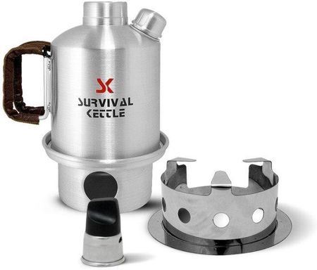 Survival Kettle Aluminiowa Kuchenka Czajnik Turystyczny Half Srebrna Zestaw