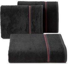 Eurofirany Ręcznik Kąpielowy 50X90 Czarny Z Różowym Pasem 500 G/M2 Włókien Bambusowych