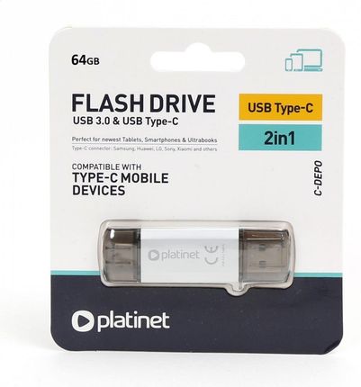 Platinet Pendrive Usb 3.0 + Type-C 64Gb Silver [45605] (PMFC64S)