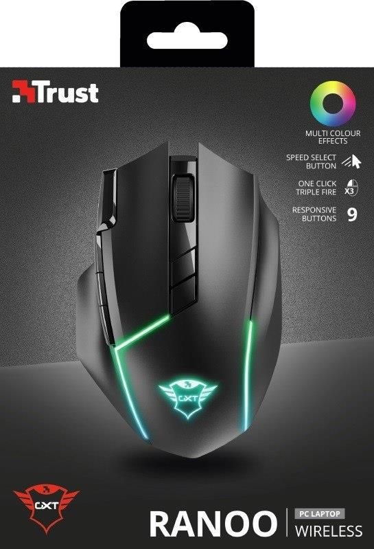 Mouse Gaming Ergonomico senza Filo Wireless 4800DPI 9 Pulsanti  Programmabili RGB TRUST 24178