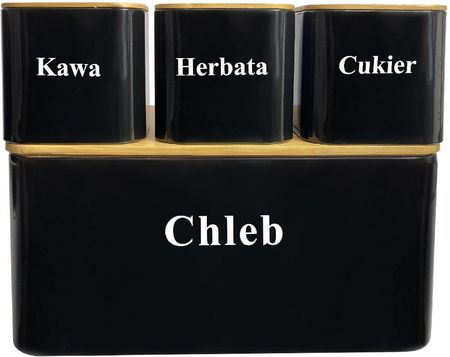 Krisberg Chlebak metalowy z pojemnikami czarny zestaw kuchenny (KR2615)