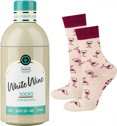 Skarpetki damskie SOXO GOOD STUFF zabawne White Wine w butelce na prezent