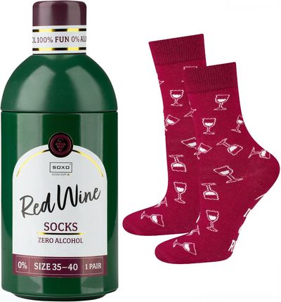 Skarpetki damskie SOXO GOOD STUFF zabawne Red Wine w butelce na prezent
