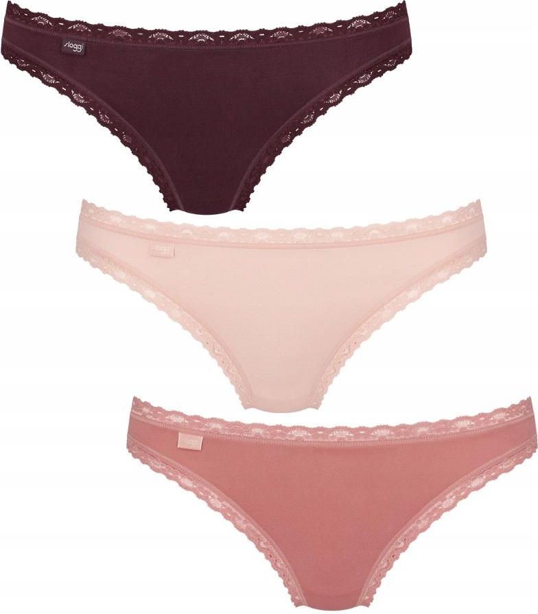 Sloggi 24/7 Weekend Tai C3P Culotte Femme - Lot De 3 - Coton Peigné, Coupe échancrée, Détails Dentelle