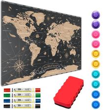 Tablica Magnetyczna Metalowa Mapa Świata Czarna Stolice 90X60Cm Metalboards Blacha Z Nadrukiem Na Wszystkie Rodzaje Magnesów 