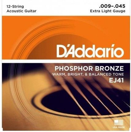 D'Addario EJ41 struny akustyczne 9-45 12-str