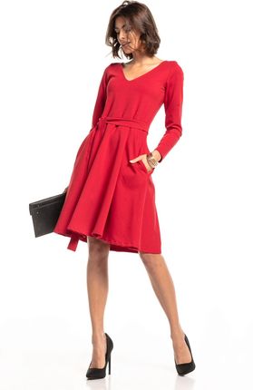 Tessita Rozkloszowana sukienka z kieszeniami Czerwony XS