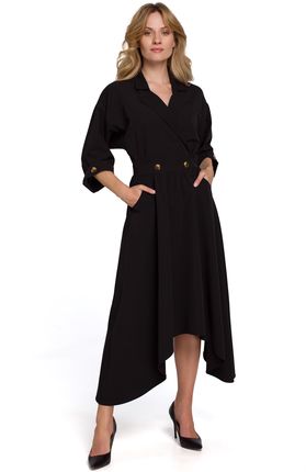 Makover Elegancka sukienka z asymetrycznym dołem Czarny M