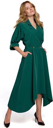 Makover Elegancka sukienka z asymetrycznym dołem Zielony S
