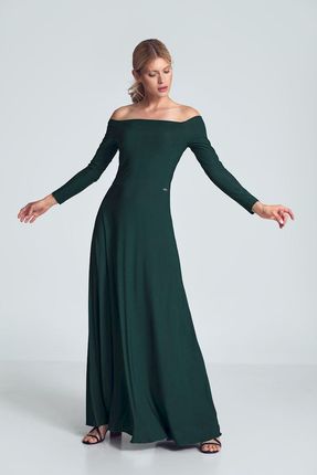 Figl Modna sukienka maxi z odkrytymi ramionami Zielony M