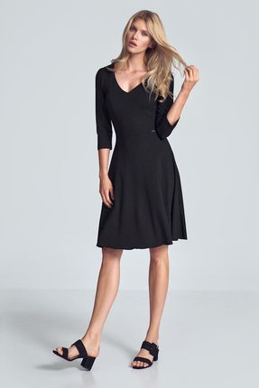 Figl Rozkloszowana sukienka modelująca sylwetkę Czarny S
