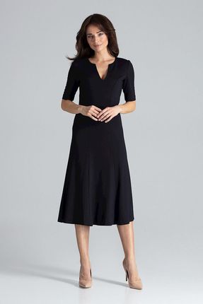 Lenitif Elegancka sukienka z klinami o długości midi Czarny S