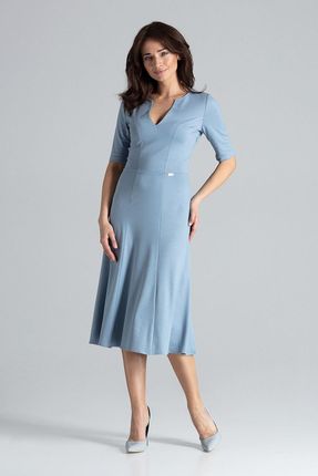 Lenitif Elegancka sukienka z klinami o długości midi Niebieski L