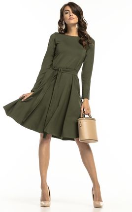 Tessita Klasyczna sukienka do kolan z dzianiny z dopasowaną górą Zielony XL