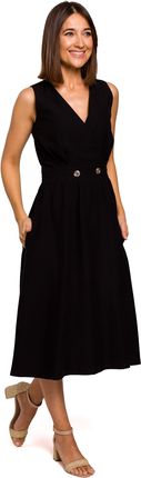 Style Rozkloszowana sukienka z ozdobnymi guzikami Czarny S