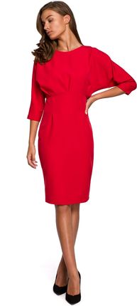Style Elegancka ołówkowa sukienka podkreślająca talię Czerwony S