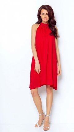 Venaton Czerwona sukienka z szyfonu z wiązaniem w talii Czerwony L/XL
