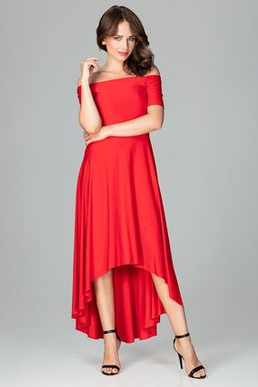 Lenitif Asymetryczna sukienka z opuszczonymi ramiączkami Czerwony S