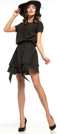 Tessita Dziewczęca sukienka przed kolano z podwójną spódnicą i stylowym wiązaniem Czarny XS