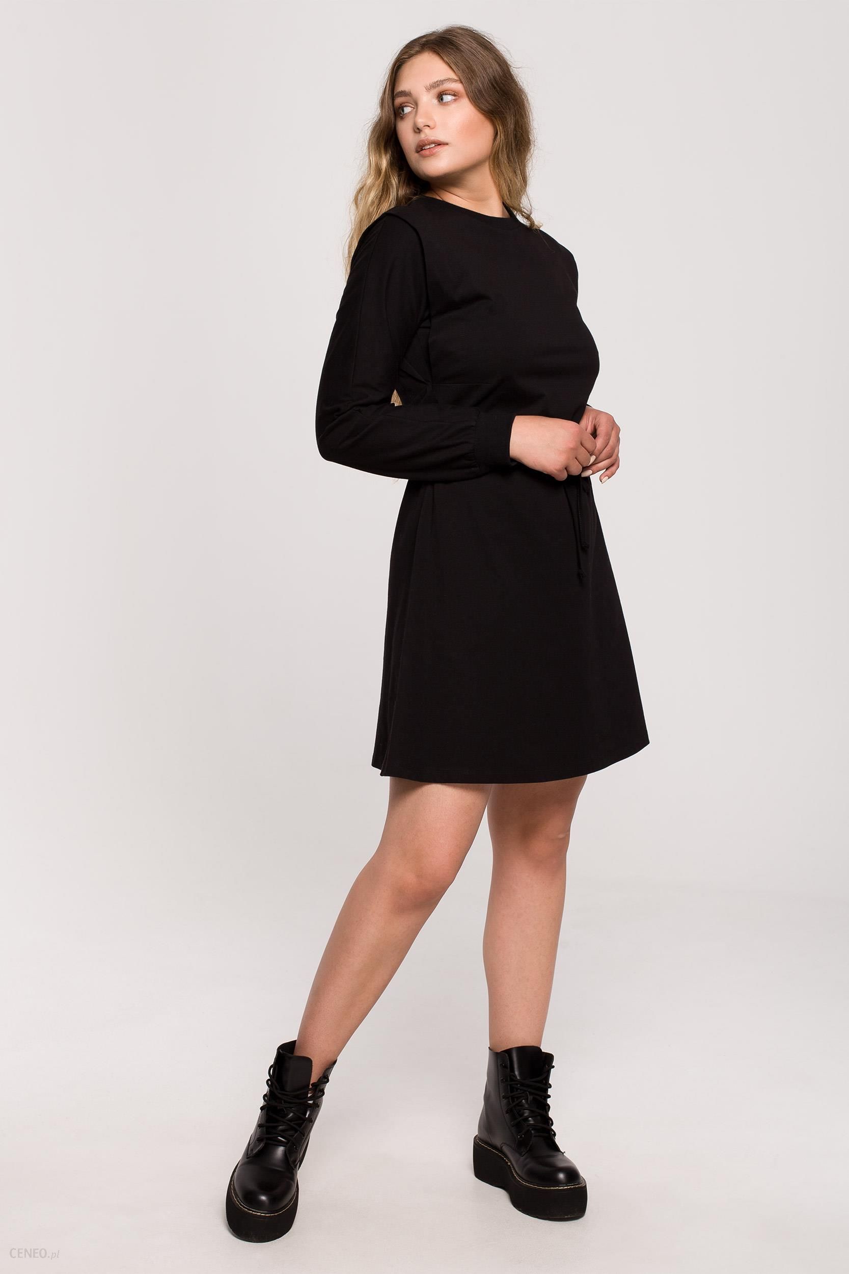 Be Bawełniana rozkloszowana sukienka z wiązaniem Czarny L/XL - Ceny i  opinie 