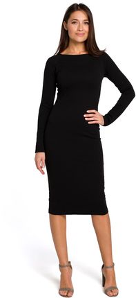 Style Dzianinowa sukienka z szerokim dekoltem pod szyję Czarny S