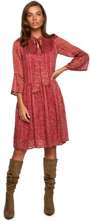 Style Szyfonowa sukienka w groszki Czerwony S