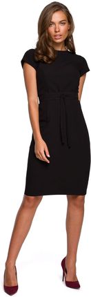 Style Ołówkowa sukienka z paskiem i przeszyciami Czarny S