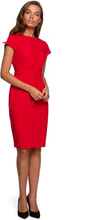 Style Ołówkowa sukienka z paskiem i przeszyciami Czerwony M