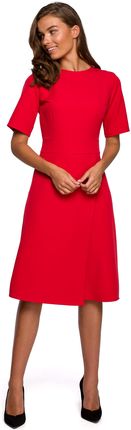 Style Elegancka sukienka z kopertowym dołem Czerwony S