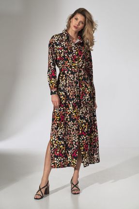 Figl Koszulowa sukienka maxi z modnym printem Kwiaty S