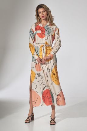 Figl Koszulowa sukienka maxi z modnym printem Wzór S