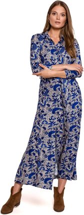Makover Wiskozowa sukienka maxi w stylu boho Niebieski L