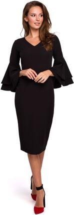 Makover Sukienka z rozkloszowanymi rękawami Czarny M