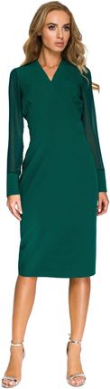 Style Perfekcyjna sukienka z szyfonowymi rękawami Zielony M