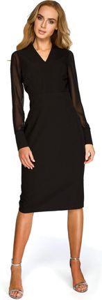 Style Perfekcyjna sukienka z szyfonowymi rękawami Czarny M
