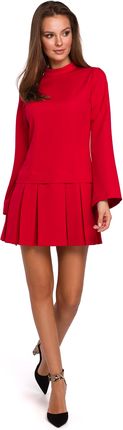 Makover Oryginalna sukienka mini z kontrafałdami Czerwony S