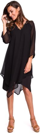 Style Zwiewna sukienka z asymetrycznym dołem Czarny XL