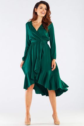 Awama Asymetryczna sukienka z dekoltem w kształcie V Zielony S