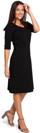 Pog Dzianinowa sukienka na pogrzeb z odcięciem w talii Czarny XL