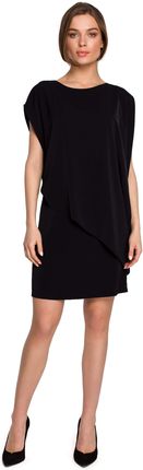 Style Elegancka warstwowa sukienka Czarny XL