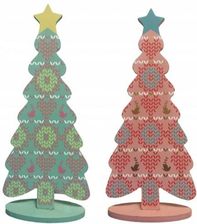 Zdjęcie Mini choinka na biurko 35 cm drewniana mix kolorów - Chęciny