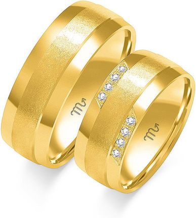 LOVRIN OBRĄCZKA Z DIAMENTAMI ŚLUBNA GRAWEROWANA ZŁOTA 585