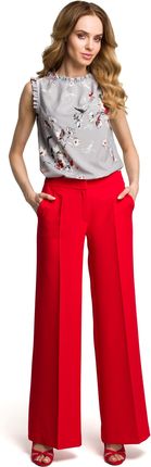 Szerokie spodnie z nogawkami na kant (Czerwony, L)