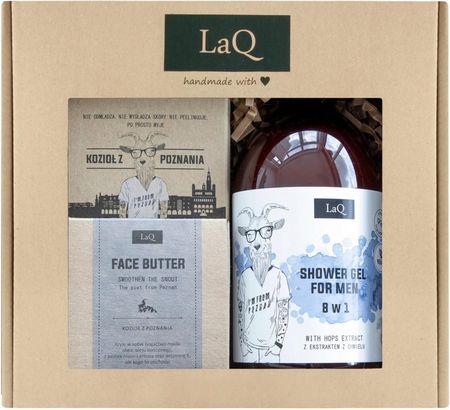 LAQ zestaw kosmetyków dla mężczyzn Kozioł: żel pod prysznic 500ml + masło do twarzy 50ml + mydło w kostce 85g