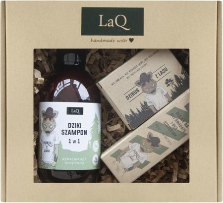 LAQ zestaw dla mężczyzn Dzik szampon 300ml + olejek 30ml + mydło w kostce 85g