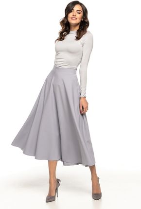 Piękna rozkloszowana spódnica do połowy łydki w stylu lat 50-tych (Popielaty, M)